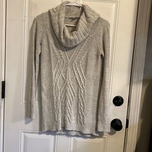 Cowl neck gray maternity sweater